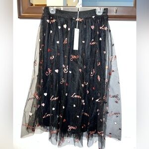 NWT Zero Degrees Celsius Ladies Tulle Sequin Love Hearts Skirt Size XS